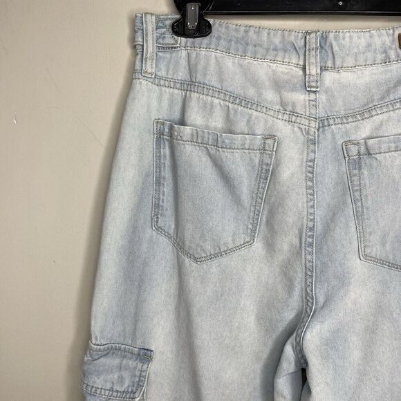 BLANKNYC Call My Name Jeans Women 28 Slouchy Cargo Raw Hem Light Wash Franklin - Picture 10 of 16